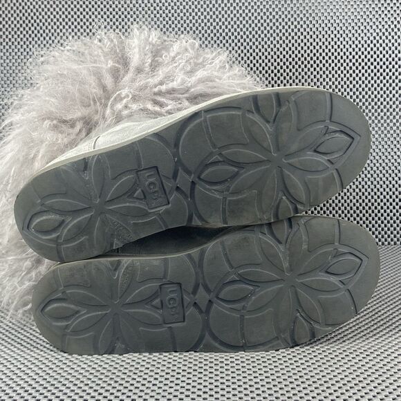 UGG Lida Mongolian Boots Womens Size 7 Gray Leather Sheepskin Rare 1017516 - Picture 10 of 12